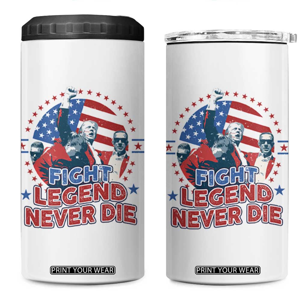 Trump Raised Fist 4 in 1 Can Cooler Tumbler Fight Legend Never Die TS09 One Size: 16 oz White Print Your Wear