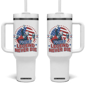 Trump Raised Fist Tumbler With Handle Fight Legend Never Die TS09 One Size: 40 oz White Print Your Wear