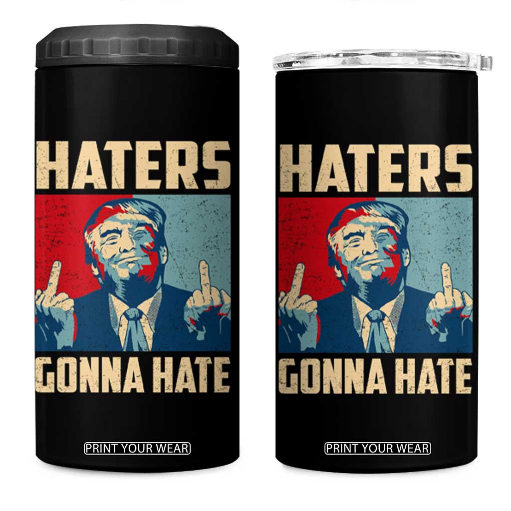 Funny Trump 4 in 1 Can Cooler Tumbler Haters Gonna Hate Middle Finger TS09 One Size: 16 oz Black Print Your Wear