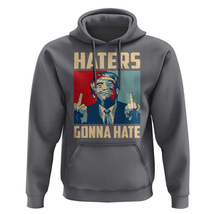 Funny Trump Hoodie Haters Gonna Hate Middle Finger TS09 Charcoal Print Your Wear