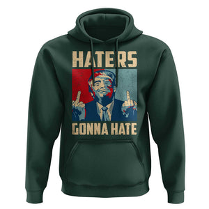 Funny Trump Hoodie Haters Gonna Hate Middle Finger TS09 Dark Forest Green Print Your Wear