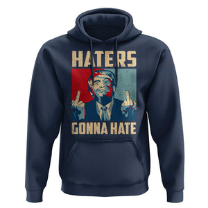 Funny Trump Hoodie Haters Gonna Hate Middle Finger TS09 Navy Print Your Wear