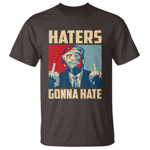 Funny Trump T Shirt Haters Gonna Hate Middle Finger TS09 Dark Chocolate Print Your Wear