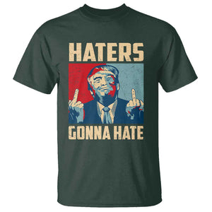 Funny Trump T Shirt Haters Gonna Hate Middle Finger TS09 Dark Forest Green Print Your Wear