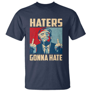 Funny Trump T Shirt Haters Gonna Hate Middle Finger TS09 Navy Print Your Wear
