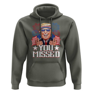 Funny Trump 2024 Hoodie You Missed Middle Finger TS09 Military Green Print Your Wear