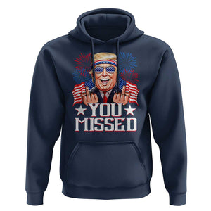 Funny Trump 2024 Hoodie You Missed Middle Finger TS09 Navy Print Your Wear