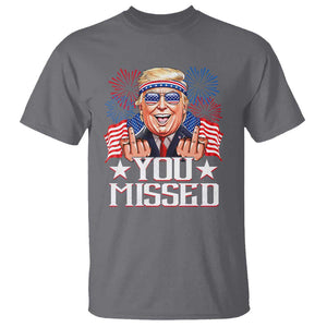 Funny Trump 2024 T Shirt You Missed Middle Finger TS09 Charcoal Print Your Wear