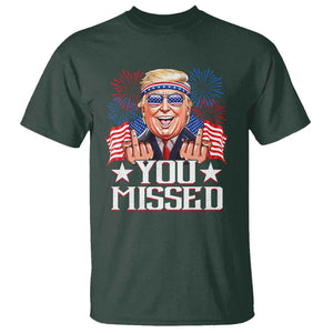 Funny Trump 2024 T Shirt You Missed Middle Finger TS09 Dark Forest Green Print Your Wear