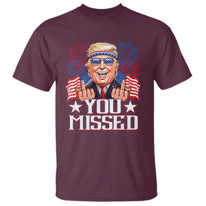 Funny Trump 2024 T Shirt You Missed Middle Finger TS09 Maroon Print Your Wear