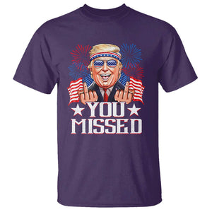 Funny Trump 2024 T Shirt You Missed Middle Finger TS09 Purple Print Your Wear