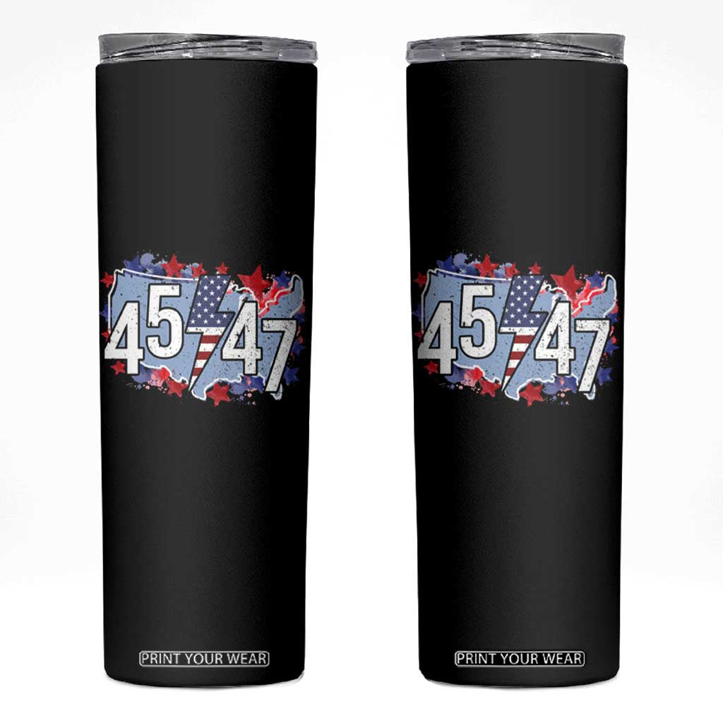 Trump Supporter Skinny Tumbler 45 47 President Election TS09 Black Print Your Wear