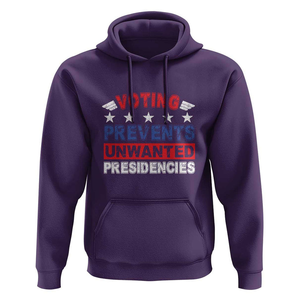 Vote 2024 Hoodie Voting Prevents Unwanted Presidencies TS09 Purple Print Your Wear