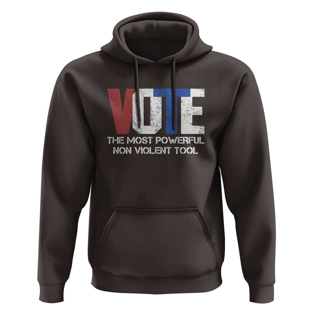 Vote 2024 Hoodie The Most Powerful None Violent Tool TS09 Dark Chocolate Print Your Wear