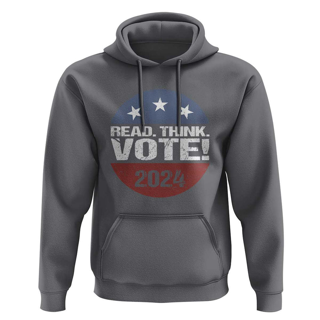 Vote 2024 Hoodie Read Think Vote TS09 Charcoal Print Your Wear