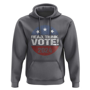 Vote 2024 Hoodie Read Think Vote TS09 Charcoal Print Your Wear