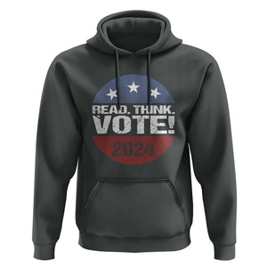 Vote 2024 Hoodie Read Think Vote TS09 Dark Heather Print Your Wear