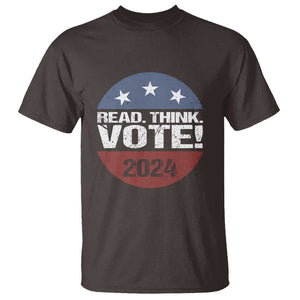 Vote 2024 T Shirt Read Think Vote TS09 Dark Chocolate Print Your Wear