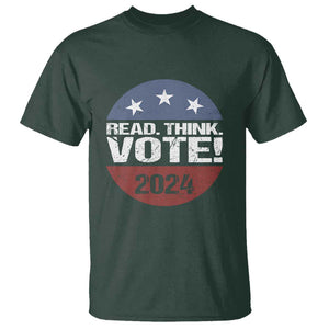 Vote 2024 T Shirt Read Think Vote TS09 Dark Forest Green Print Your Wear