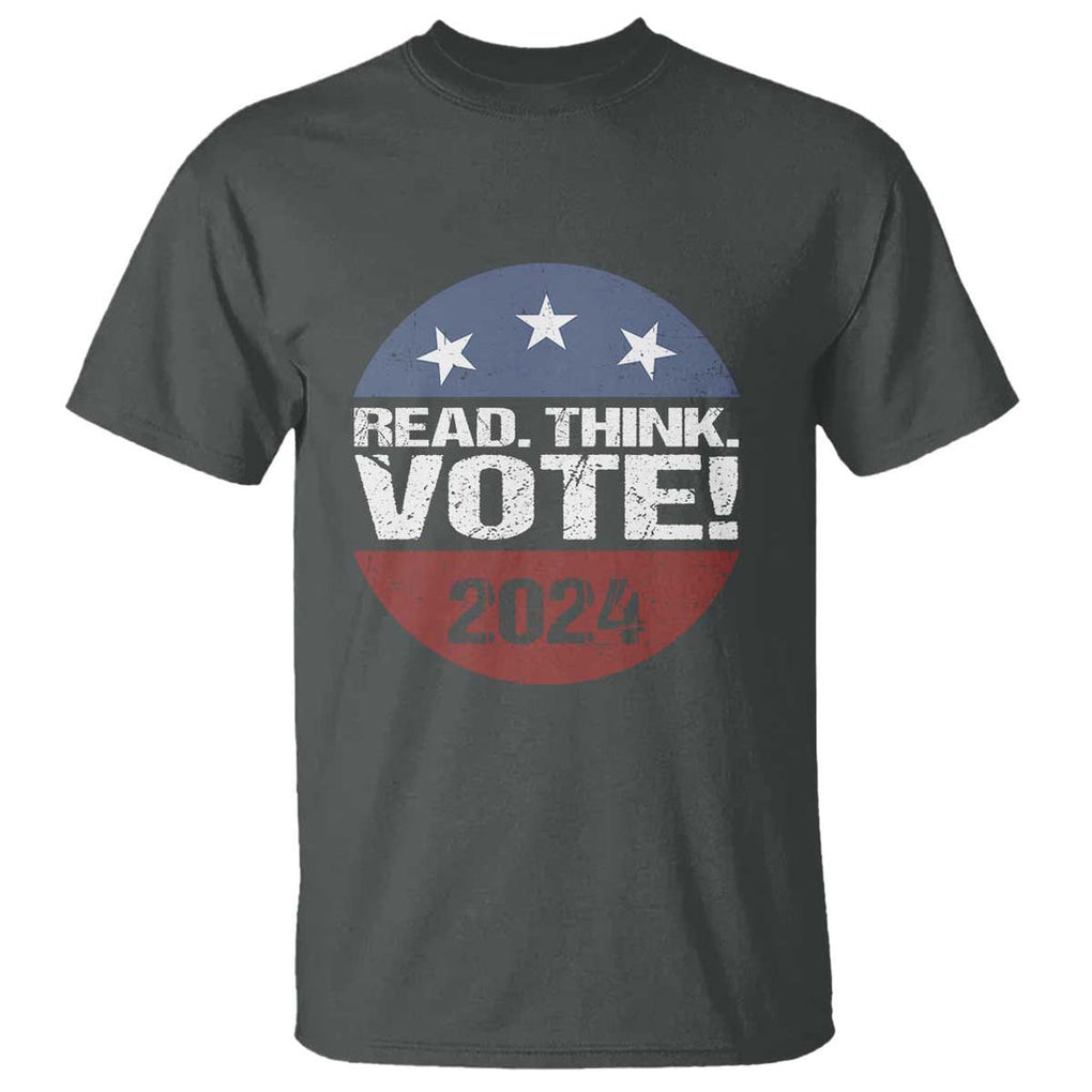Vote 2024 T Shirt Read Think Vote TS09 Dark Heather Print Your Wear