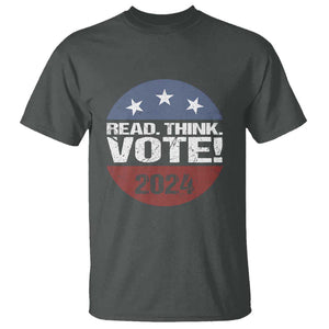 Vote 2024 T Shirt Read Think Vote TS09 Dark Heather Print Your Wear