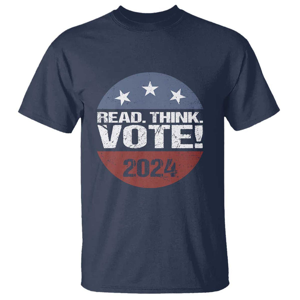 Vote 2024 T Shirt Read Think Vote TS09 Navy Print Your Wear