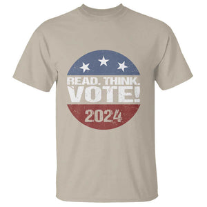 Vote 2024 T Shirt Read Think Vote TS09 Sand Print Your Wear