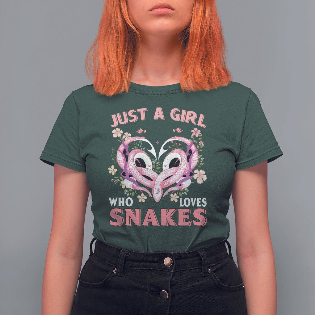 Just A Girl Who Loves Snakes T Shirt For Women TS09 Dark Forest Green Printyourwear