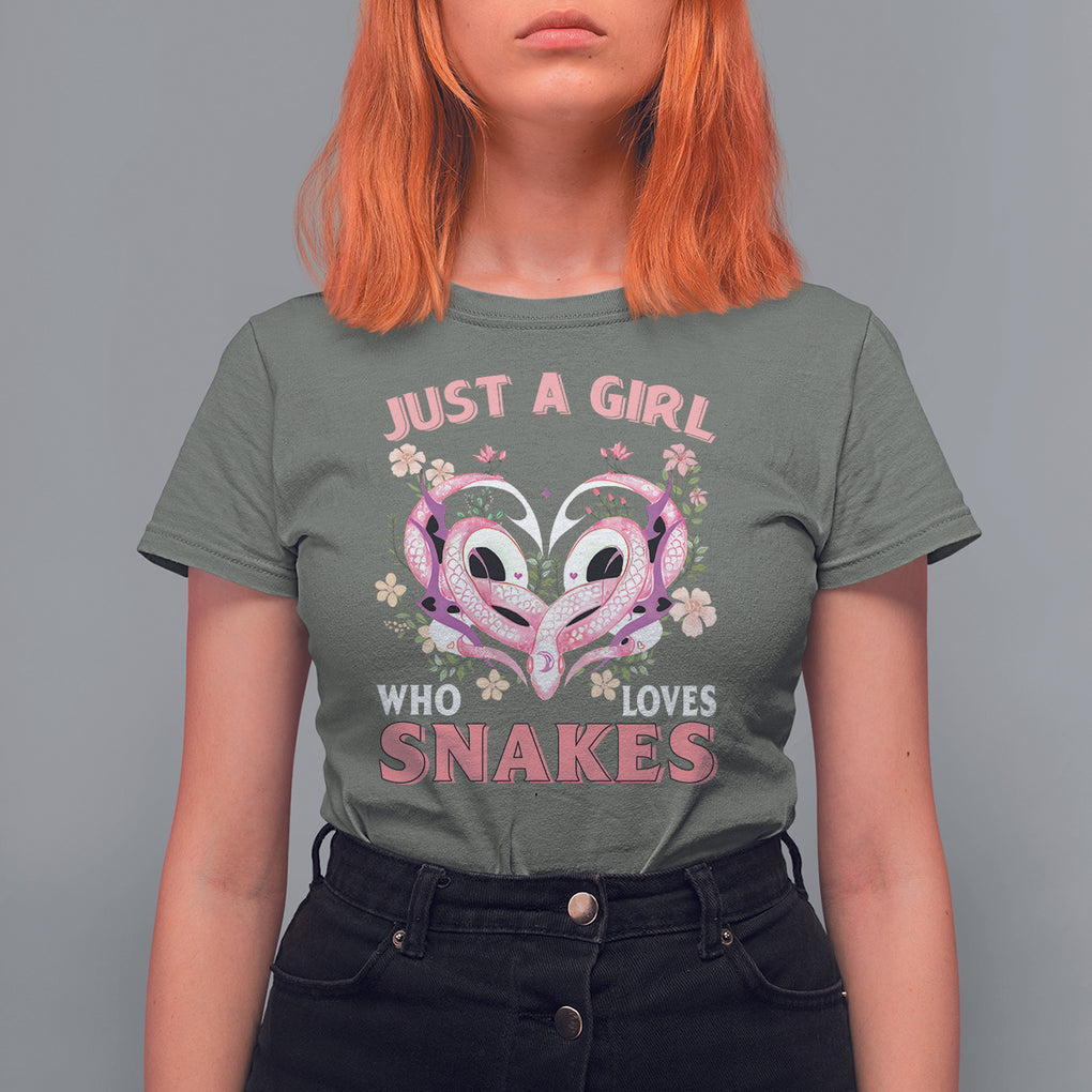 Just A Girl Who Loves Snakes T Shirt For Women TS09 Military Green Printyourwear