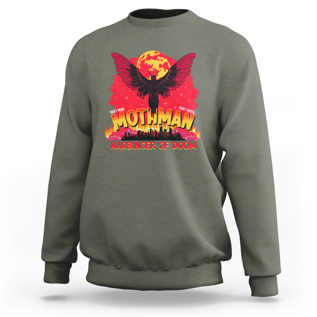 Mothman Harbinger of Doom! City Night Cryptid Creature Sweatshirt TS09 Military Green Printyourwear