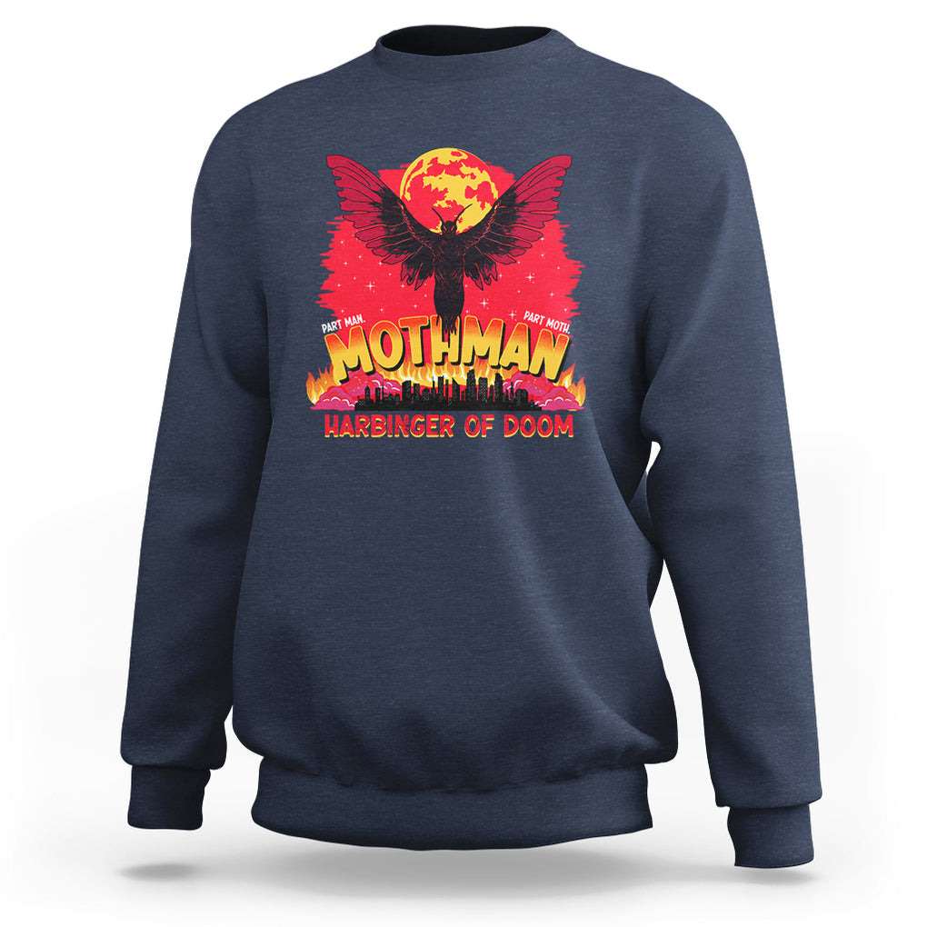 Mothman Harbinger of Doom! City Night Cryptid Creature Sweatshirt TS09 Navy Printyourwear