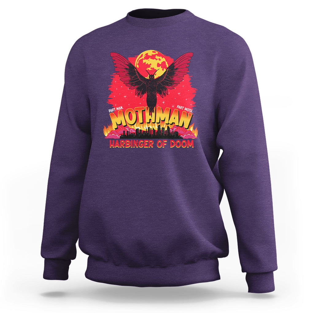 Mothman Harbinger of Doom! City Night Cryptid Creature Sweatshirt TS09 Purple Printyourwear