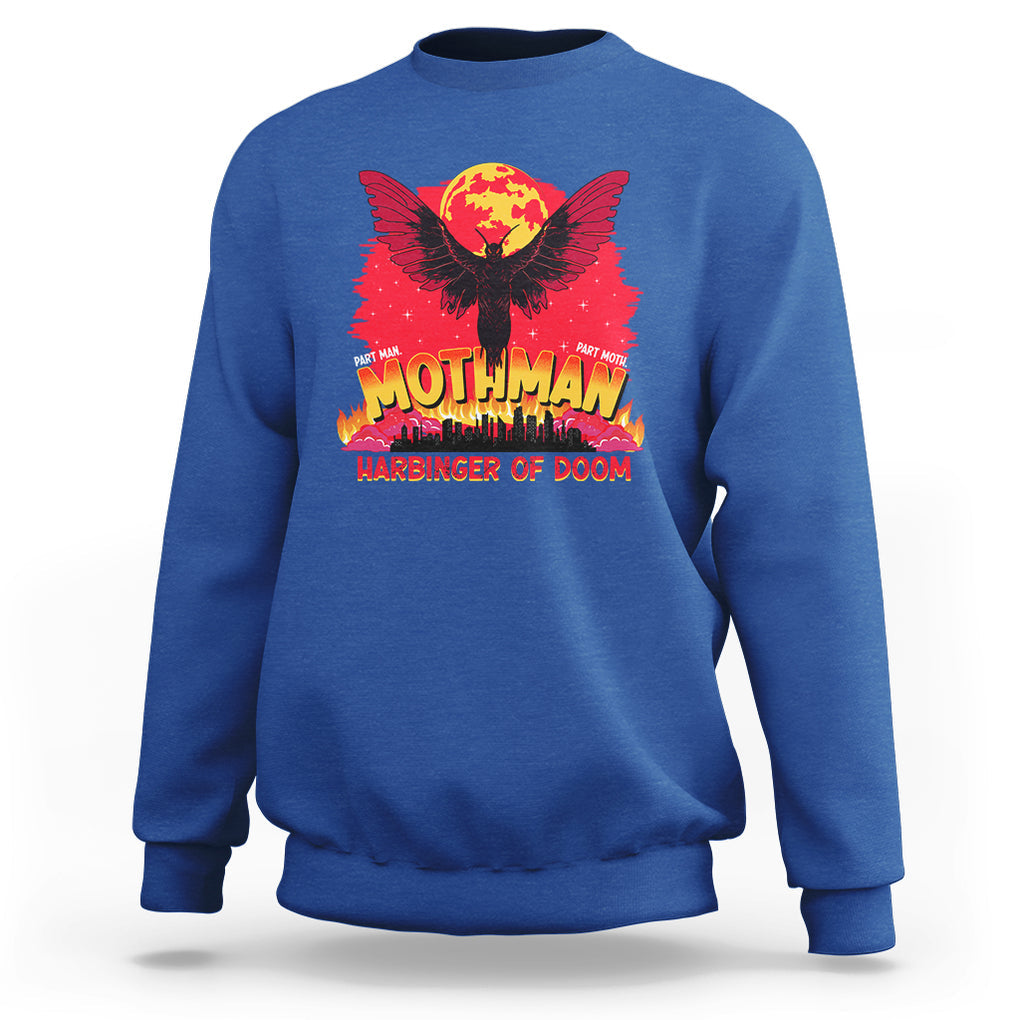 Mothman Harbinger of Doom! City Night Cryptid Creature Sweatshirt TS09 Royal Blue Printyourwear
