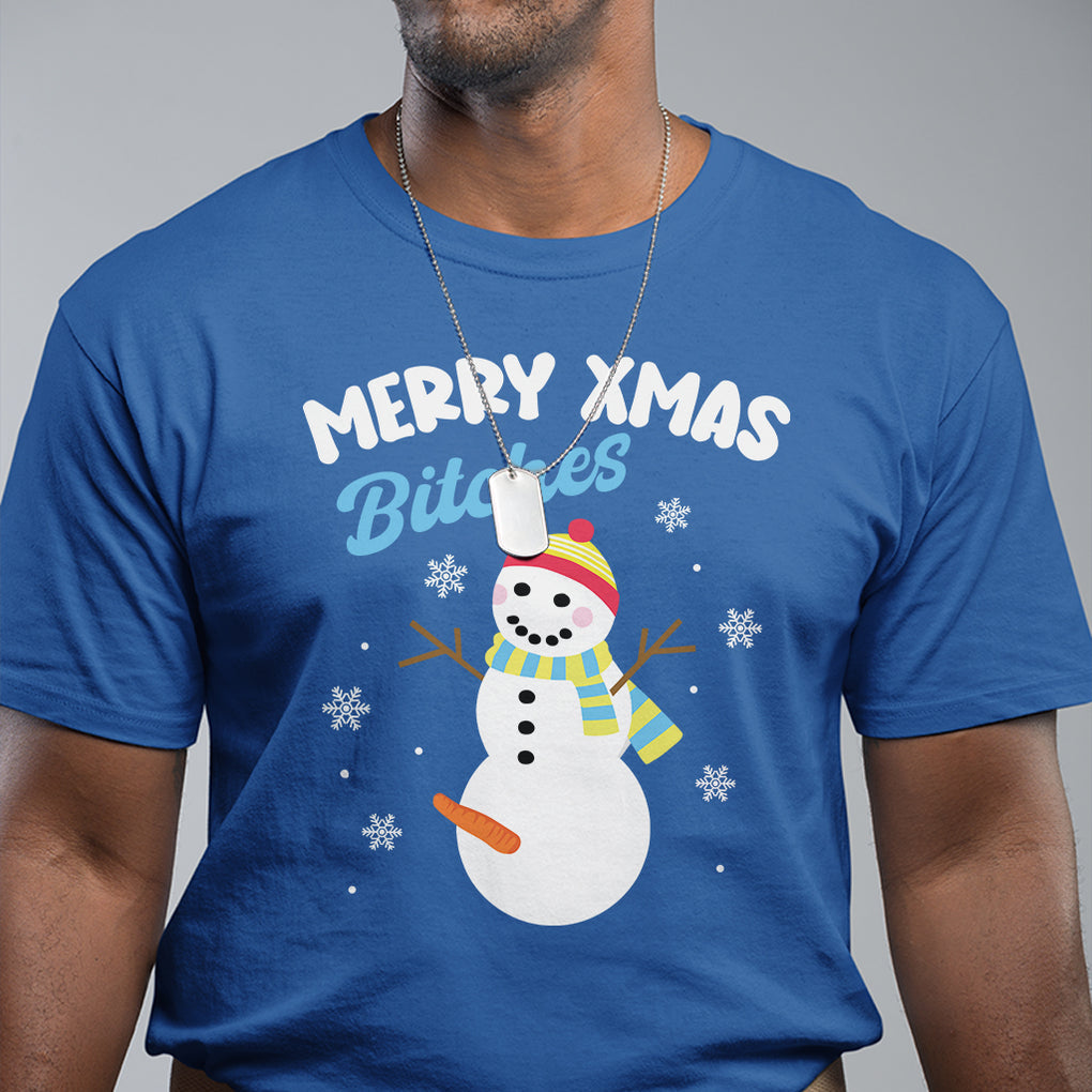 Merry Xmas Bitches Naughty Dirty Carrot Snowman Ugly Christmas T Shirt TS09 Printyourwear