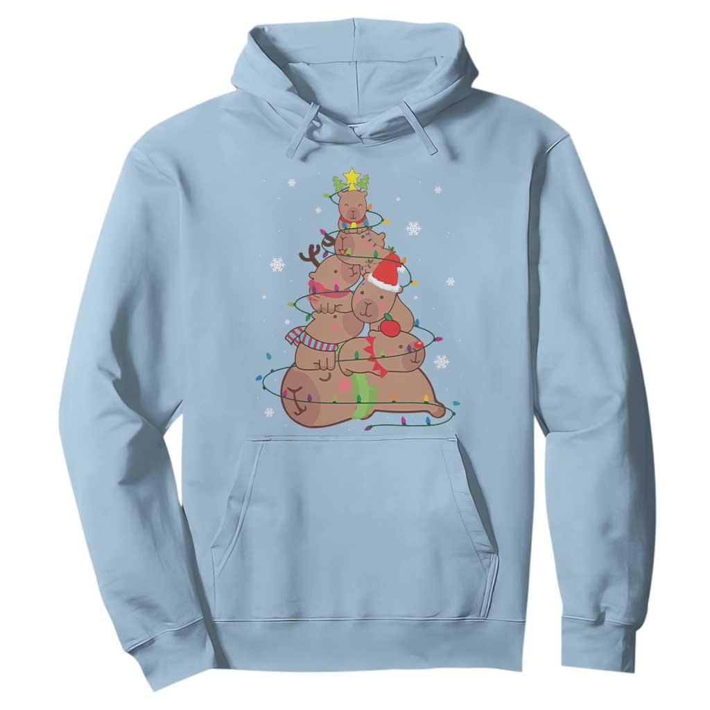 Funny Capybara Christmas Tree Hoodie TS09 Light Blue Print Your Wear
