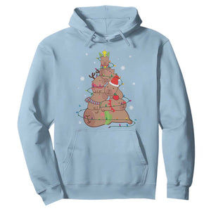 Funny Capybara Christmas Tree Hoodie TS09 Light Blue Print Your Wear