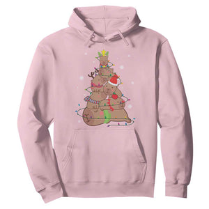 Funny Capybara Christmas Tree Hoodie TS09 Light Pink Print Your Wear