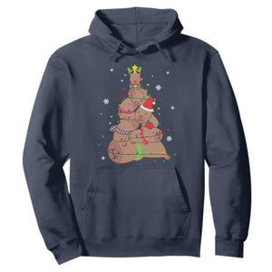 Funny Capybara Christmas Tree Hoodie TS09 Navy Print Your Wear