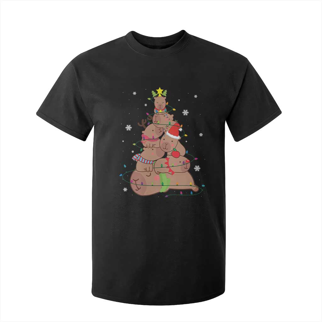 Funny Capybara Christmas Tree T Shirt For Kid TS09 Black Print Your Wear