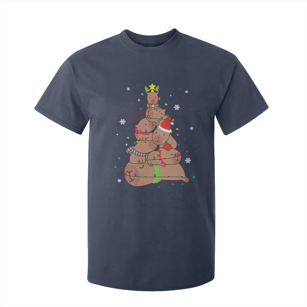 Funny Capybara Christmas Tree T Shirt For Kid TS09 Navy Print Your Wear