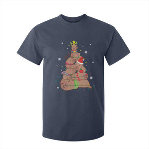 Funny Capybara Christmas Tree T Shirt For Kid TS09 Navy Print Your Wear