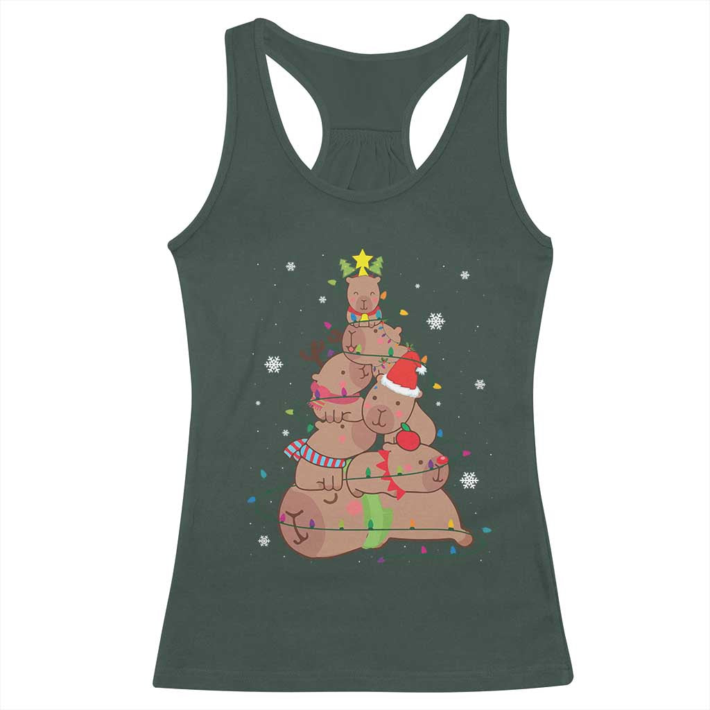 Funny Capybara Christmas Tree Racerback Tank Top TS09 Dark Forest Green Print Your Wear