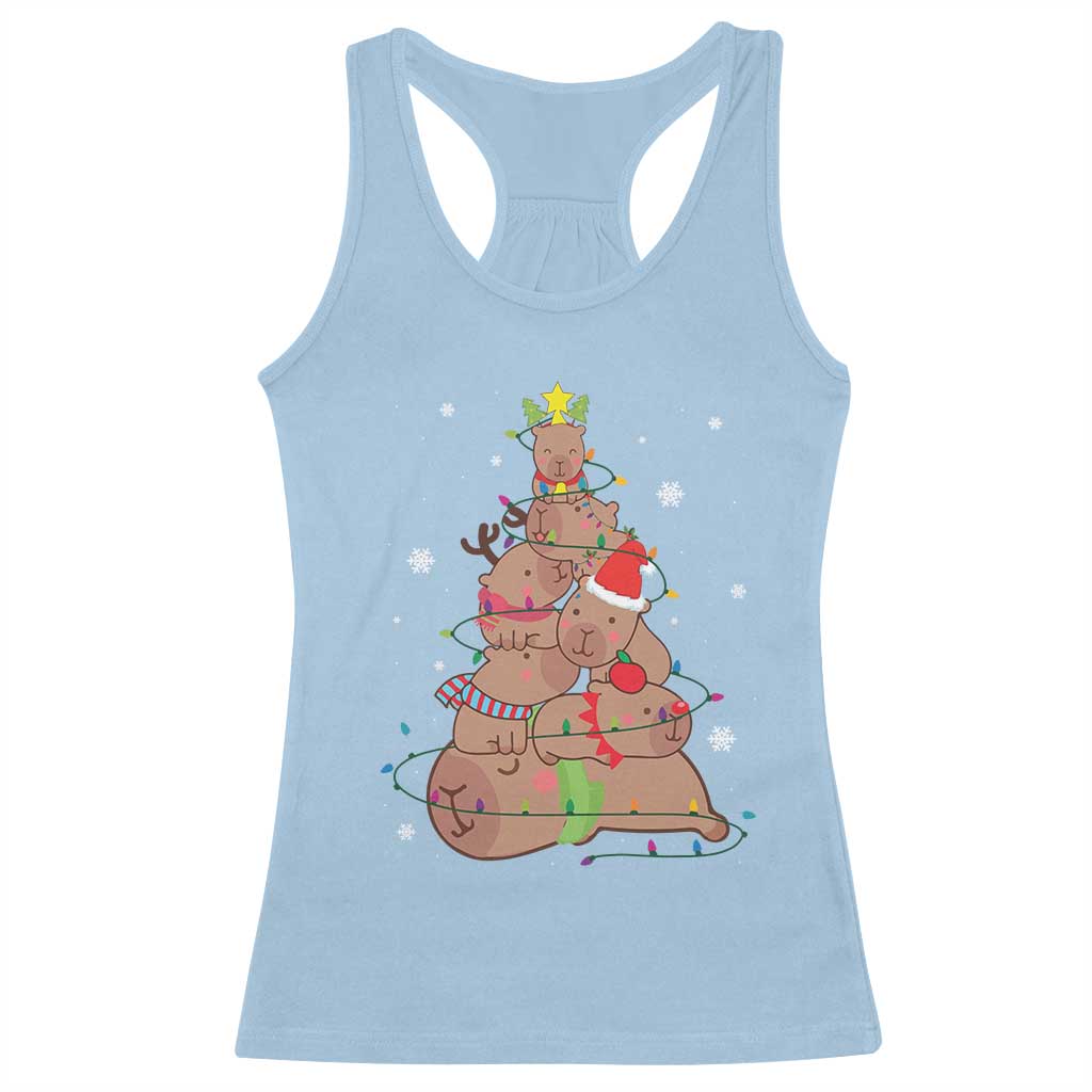 Funny Capybara Christmas Tree Racerback Tank Top TS09 Light Blue Print Your Wear