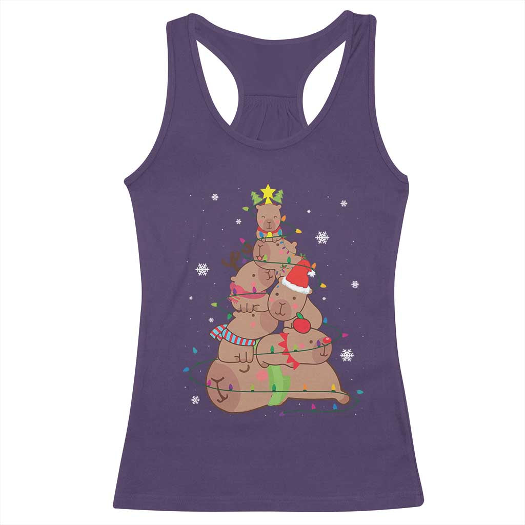 Funny Capybara Christmas Tree Racerback Tank Top TS09 Purple Print Your Wear