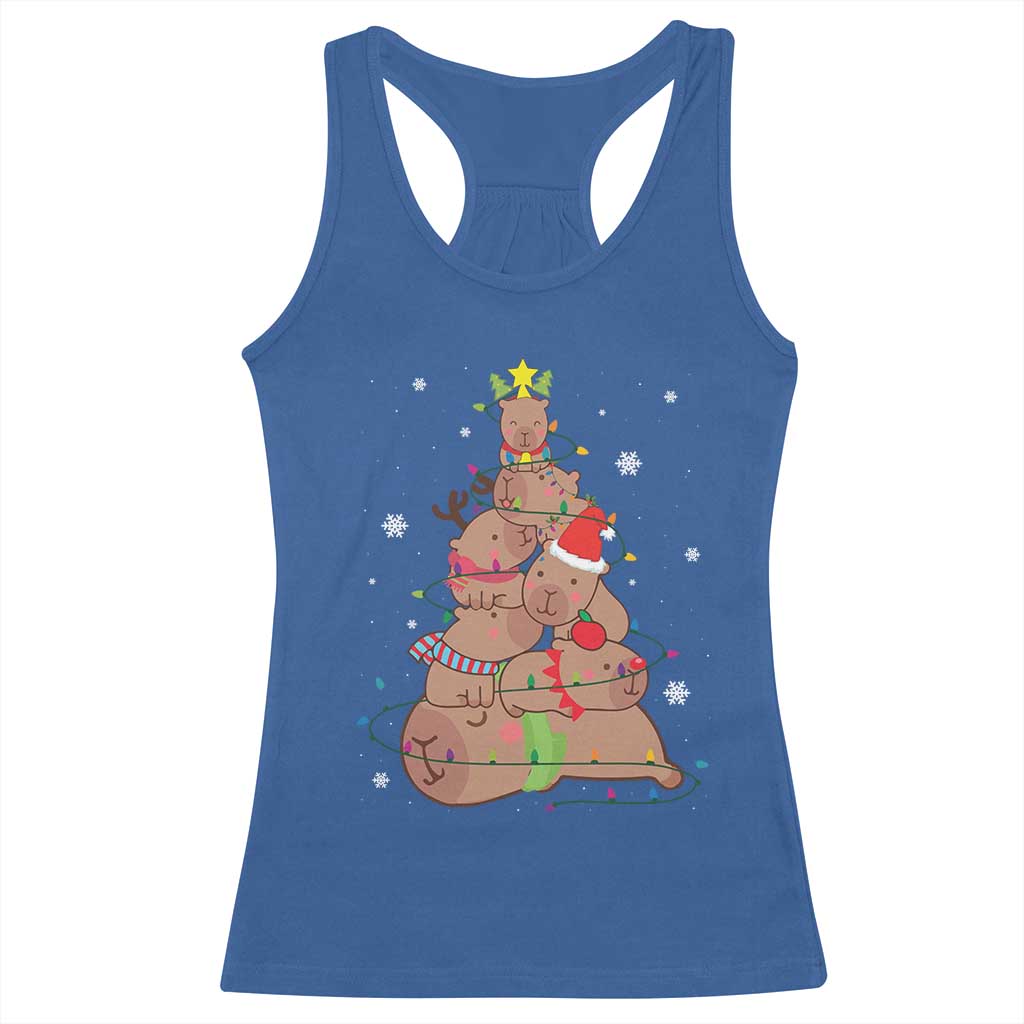 Funny Capybara Christmas Tree Racerback Tank Top TS09 Royal Blue Print Your Wear