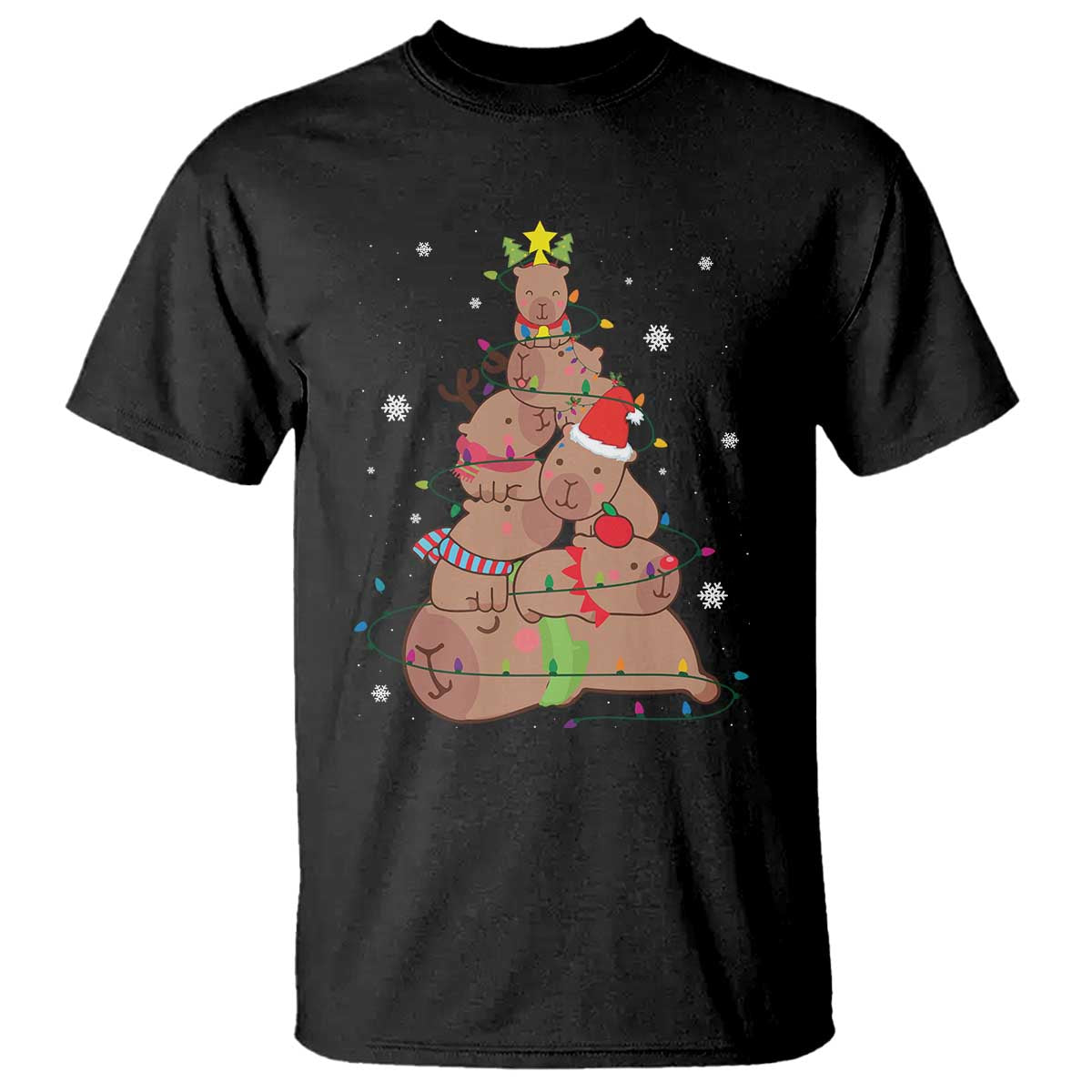 Funny Capybara Christmas Tree T Shirt TS09 Black Print Your Wear