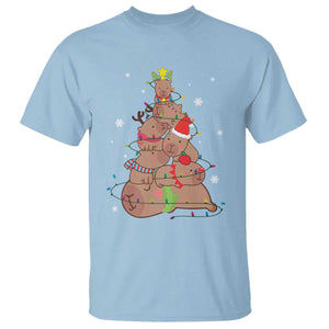 Funny Capybara Christmas Tree T Shirt TS09 Light Blue Print Your Wear