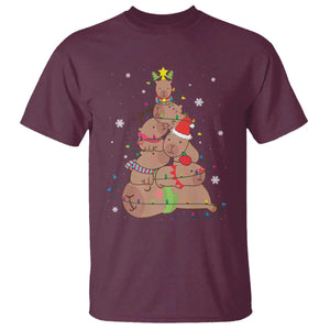 Funny Capybara Christmas Tree T Shirt TS09 Maroon Print Your Wear