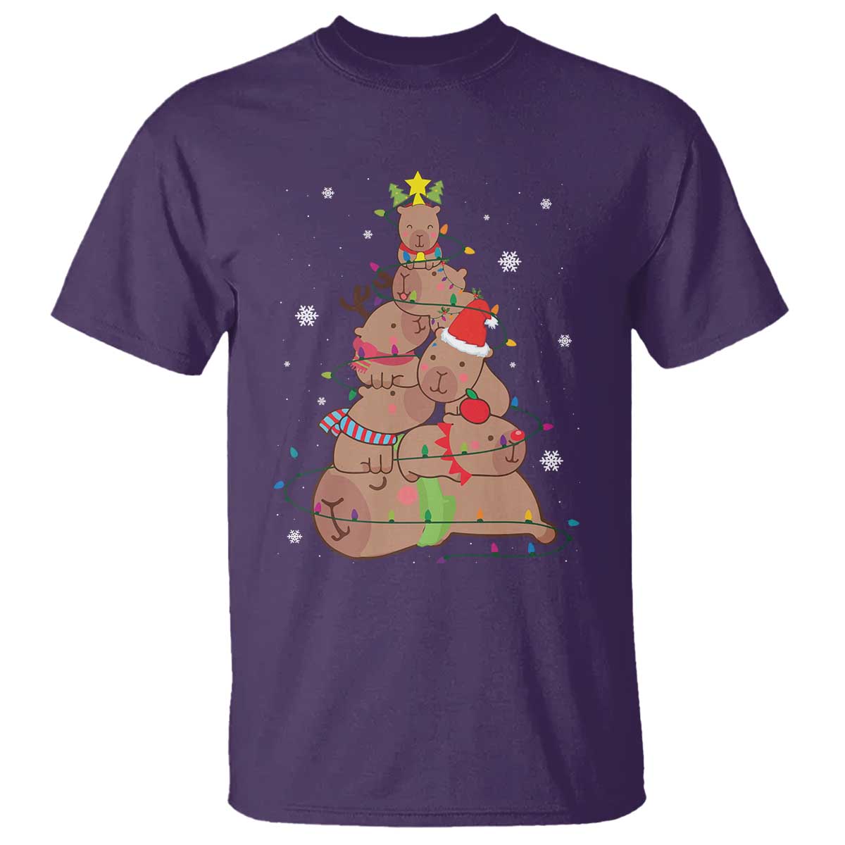 Funny Capybara Christmas Tree T Shirt TS09 Purple Print Your Wear