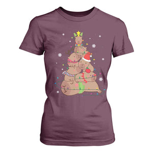 Funny Capybara Christmas Tree T Shirt For Women TS09 Maroon Print Your Wear